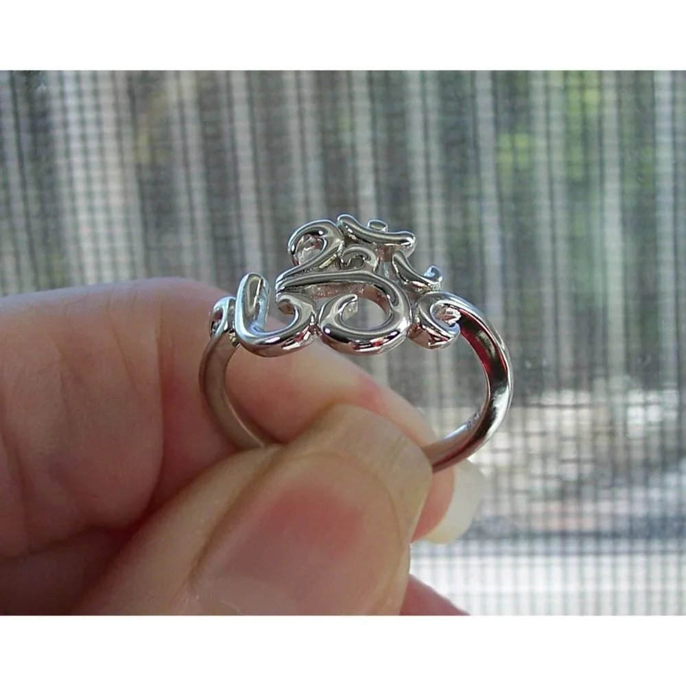 925 STERLING SILVER Om Symbol Ring - Picture 6 of 16